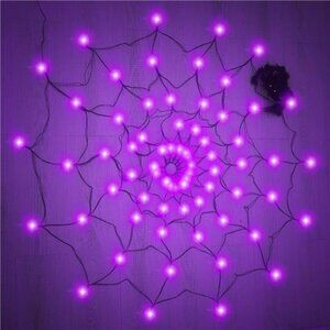 84 LED-5FT Diameter Halloween Decorations Outdoor Spider Web Halloween Lights